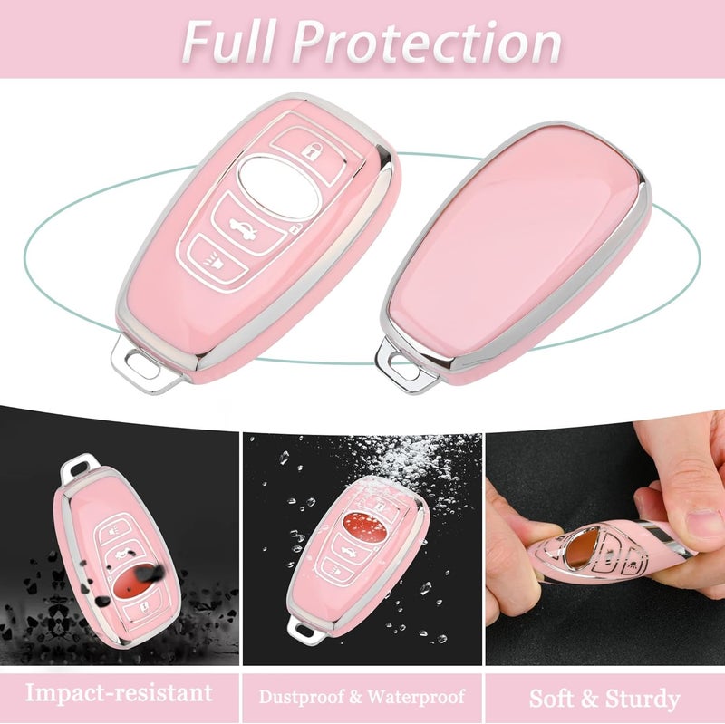 JAMCARI for Subaru Key Fob Cover - Soft TPU Key Case Protection with Bling Keychain Fit for Ascent BRZ Crosstrek Forester Impreza Legacy Outback WRX STI Smart Key - Image 3